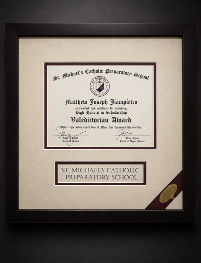 Framed Valedictorian Award
